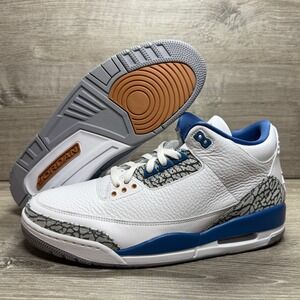 Air Jordan 3 Retro Wizards Sneakers Mens Size 12 White True Blue CT8532-148